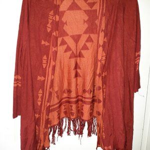 NWT OneWorld Plus Size Fringed Open Cardigan